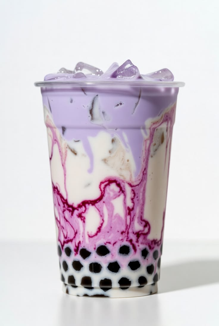Taro milk tea with boba pearls