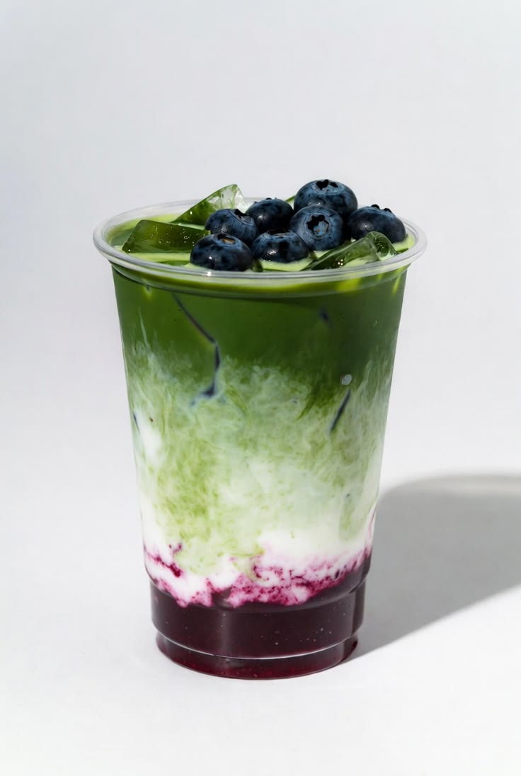 Blueberry matcha latte